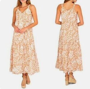 Nwt $248 Joie Limited Edition Tiered Maxi Dress Brushed Clay Print, Size Medium